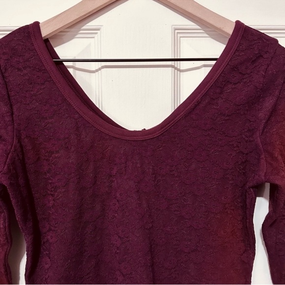 Tulle | Dress | Burgundy Lace Dress - Picture 1 of 12